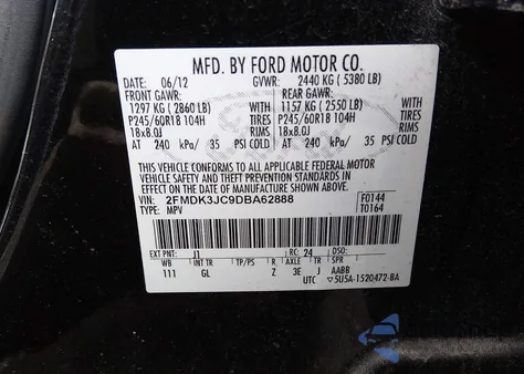 2013 Ford Edge Sel z USA, uszkodzony, nr VIN 2FMDK3JC9DBA62888